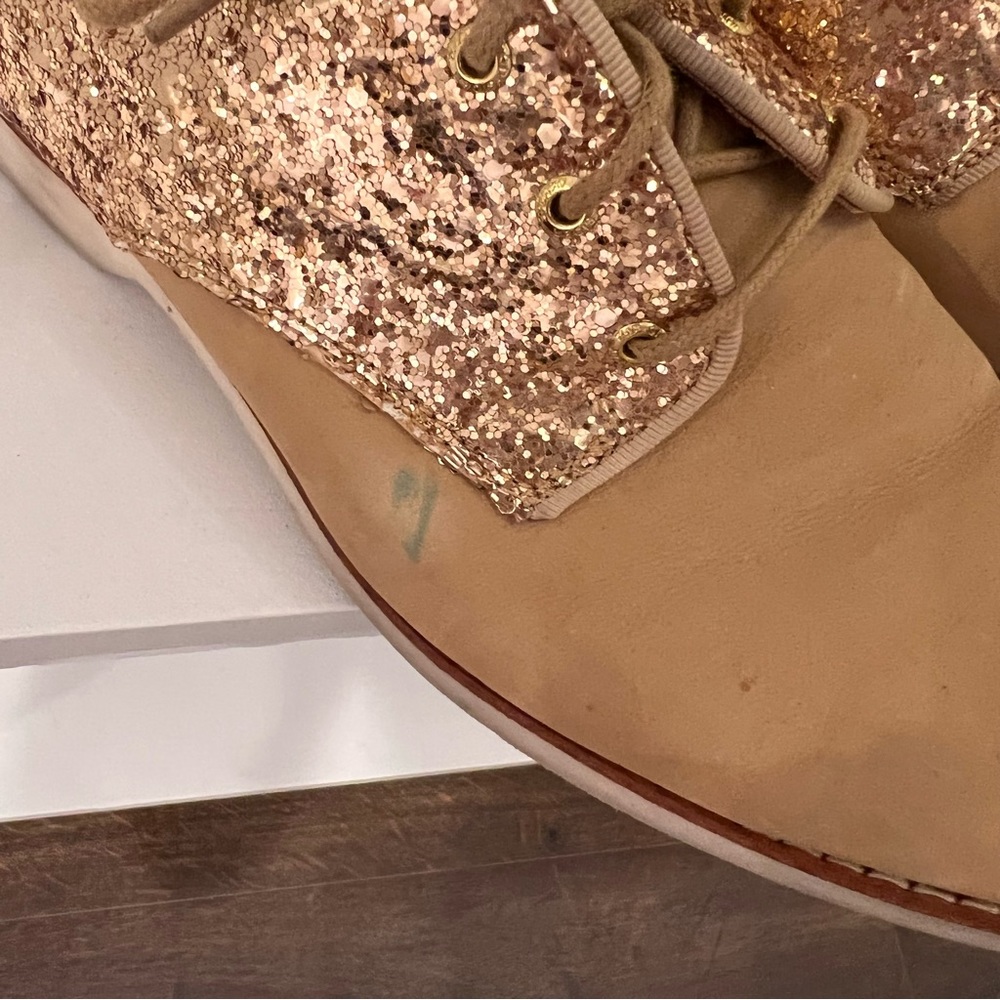 Sperry Delancey Gold Glitter Lace Up Oxfords - - Picture 4 of 5